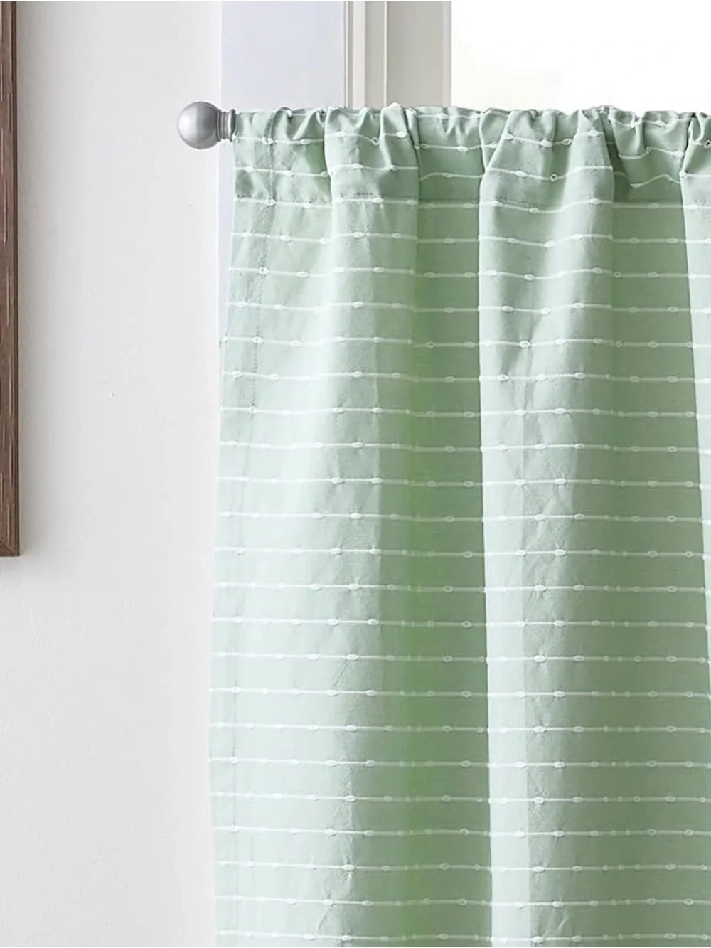 Curtainworks Kitchen Curtain Window Valance - Sage Green Striped - 58